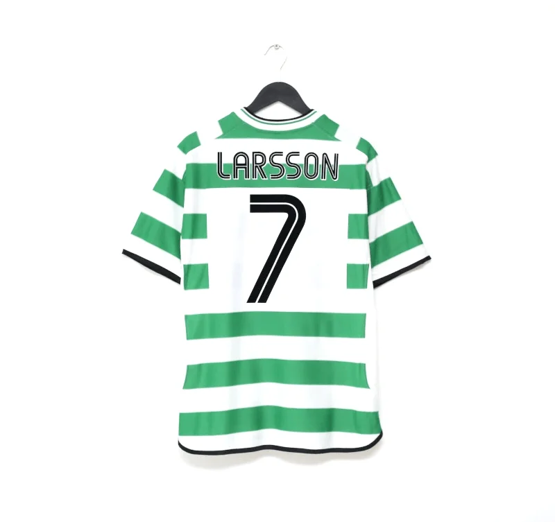 2001/03 LARSSON #7 Celtic Umbro European Home Football Shirt (L)