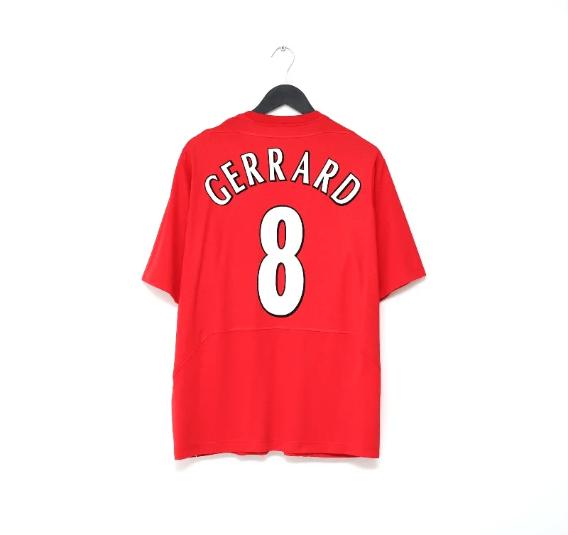 2004/05 GERRARD #8 Liverpool Vintage Reebok UCL Home Football Shirt Jersey (L)