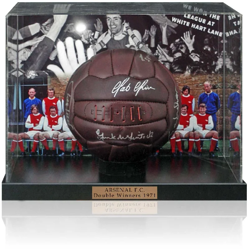 Arsenal FC 1971 Double Winners Hand-Signed by 8 Football Display COA