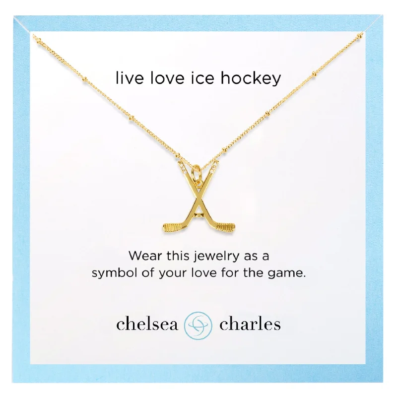 CC Sport Gold Ice Hockey Charm Necklace