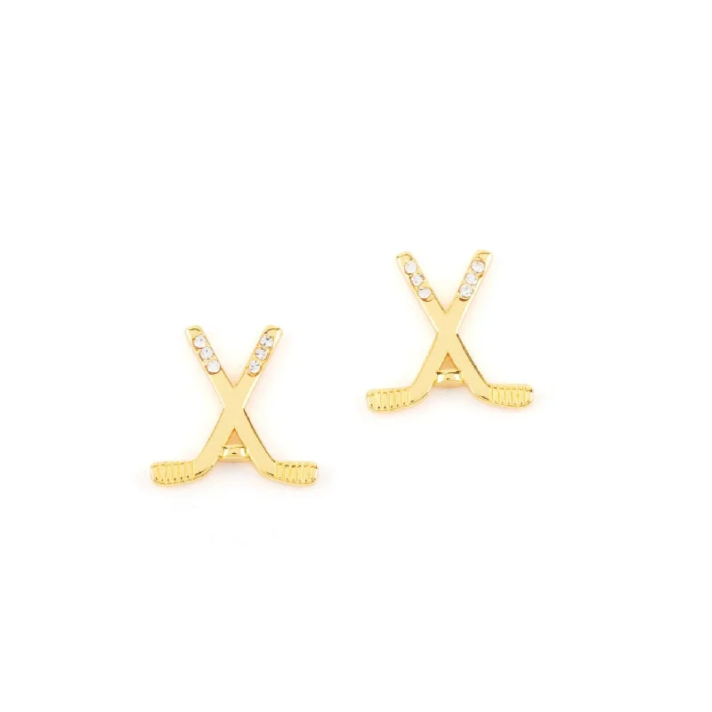 CC Sport Gold Ice Hockey Earrings