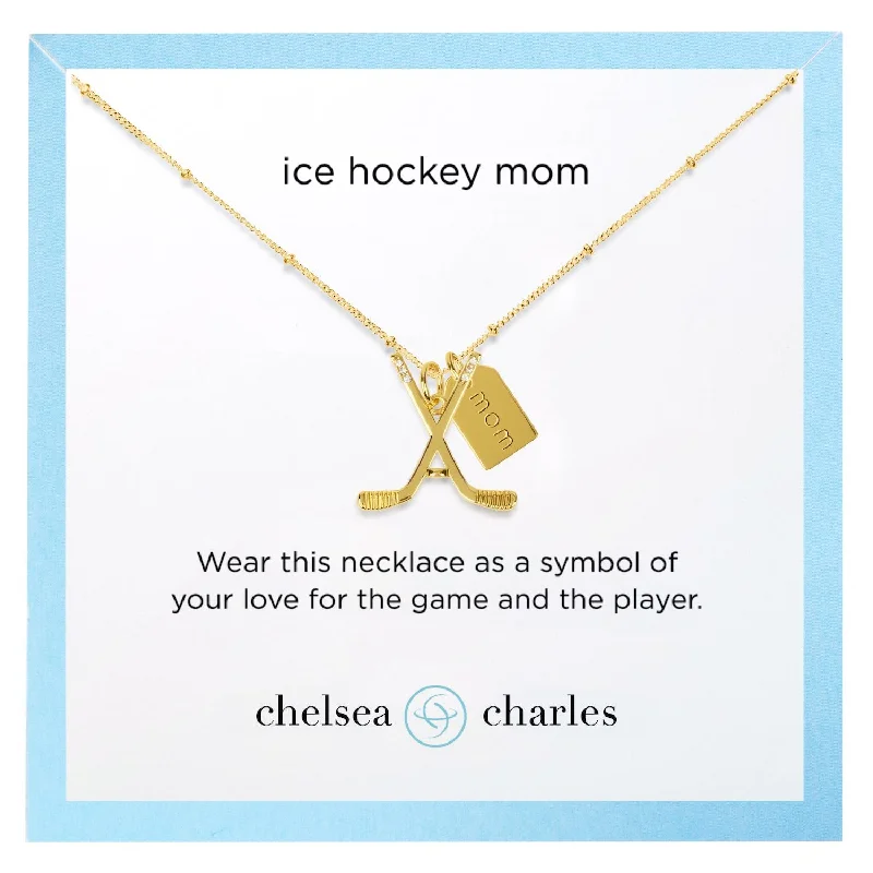 CC Sport Gold Ice Hockey Mom Double Charm Necklace