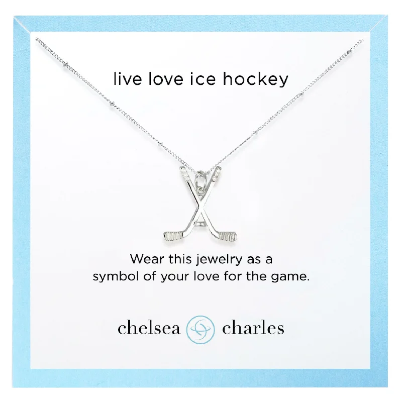 CC Sport Silver Ice Hockey Charm Necklace