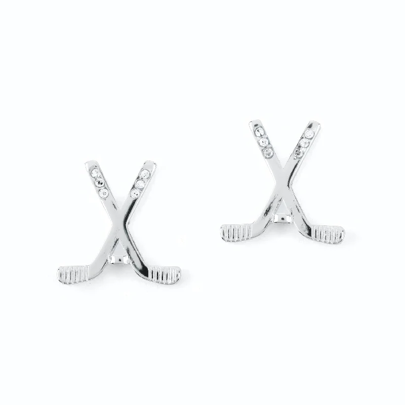 CC Sport Silver Ice Hockey Earrings