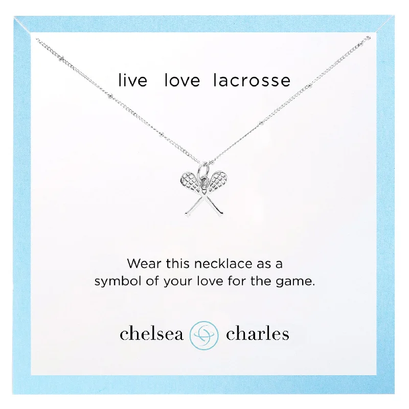 CC Sport Silver Lacrosse Charm Necklace