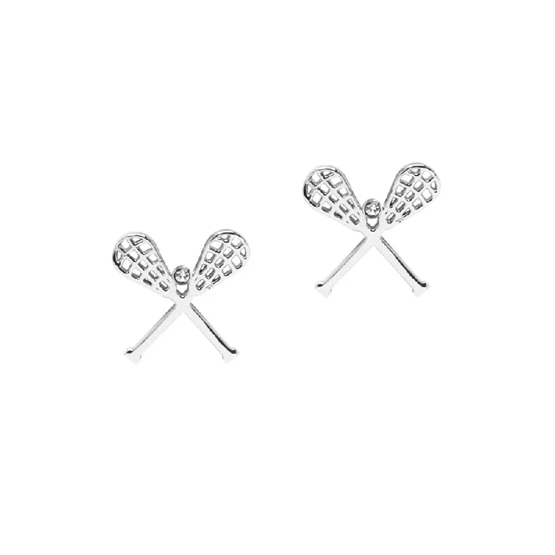 CC Sport Silver Lacrosse Earrings