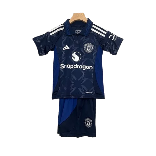 Conjunto Infantil Manchester United ll 2024/25 Azul - Modelo Torcedor