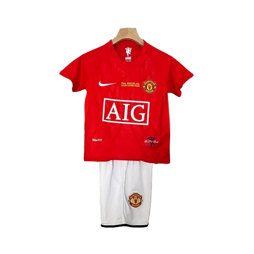 Conjunto Retrô Infantil Manchester United l 2007/08 - Modelo Torcedor