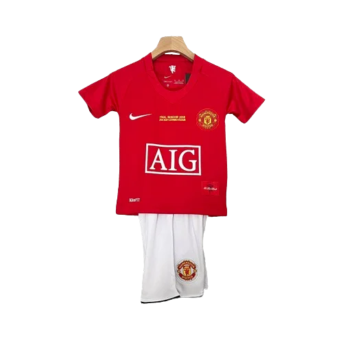 Conjunto Retrô Infantil Manchester United l 2007/08 - Modelo Torcedor