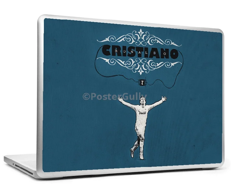 Cristiano Ronaldo Blue Minimal Art Laptop Skin