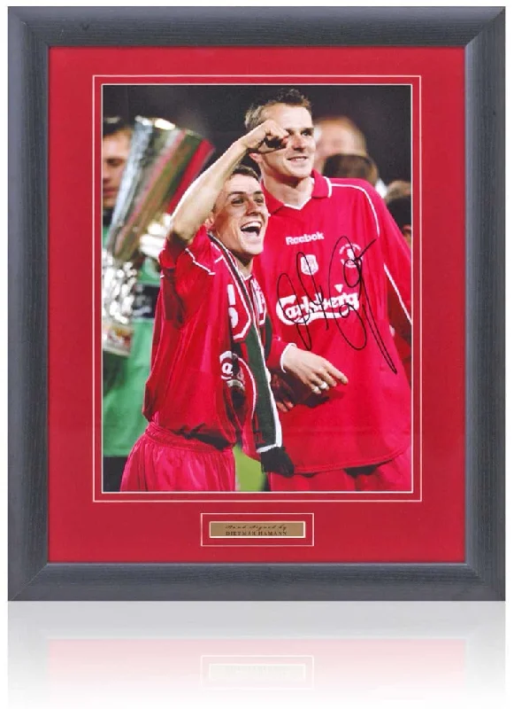 Dietmar Hamann Liverpool Hand Signed 2001 UEFA Cup 16x12'' Photograph COA