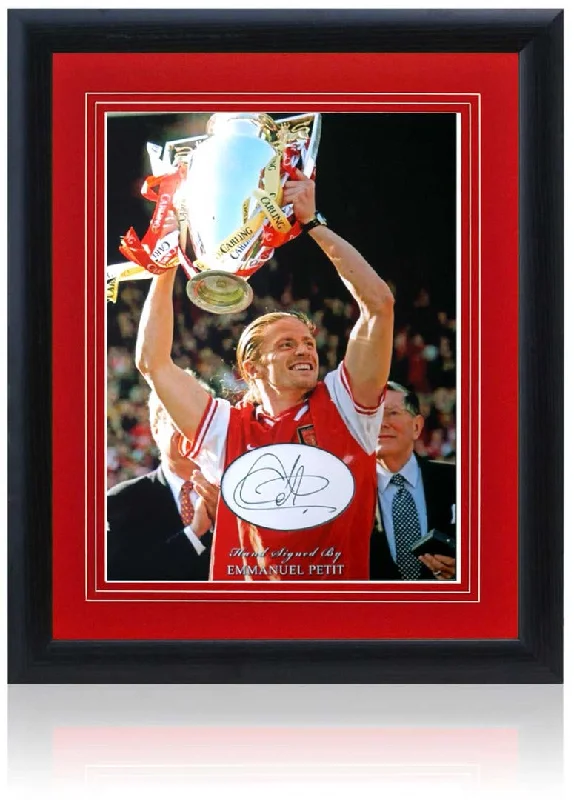 Emmanuel Petit Arsenal Legend Hand Signed 16x12'' Photograph AFTAL COA