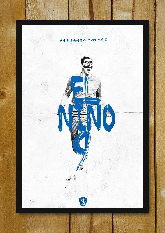 Fernando Torres Chelsea Minimal Football Art Glass Framed Poster