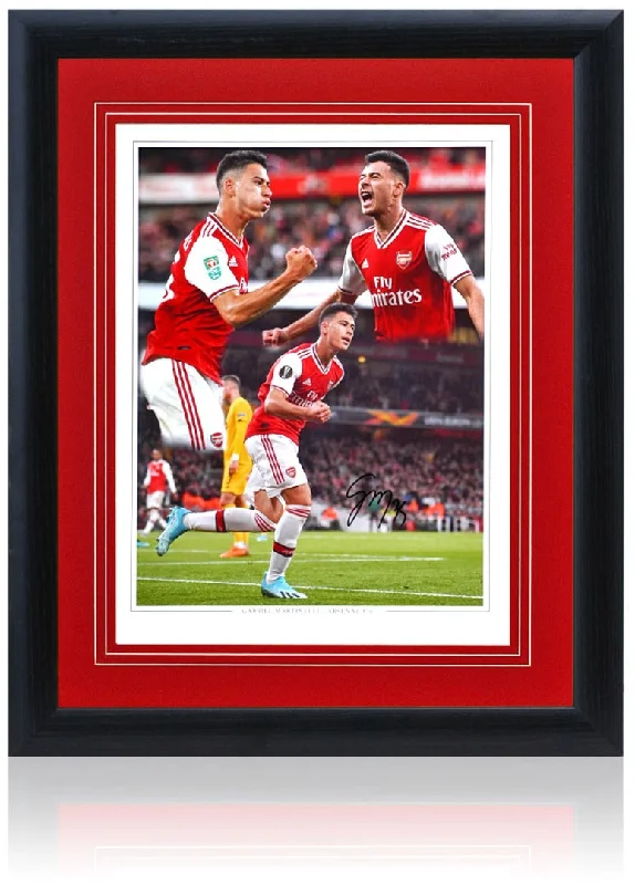 Gabriel Martinelli Arsenal Hand Signed 16x12'' Framed Montage AFTAL COA