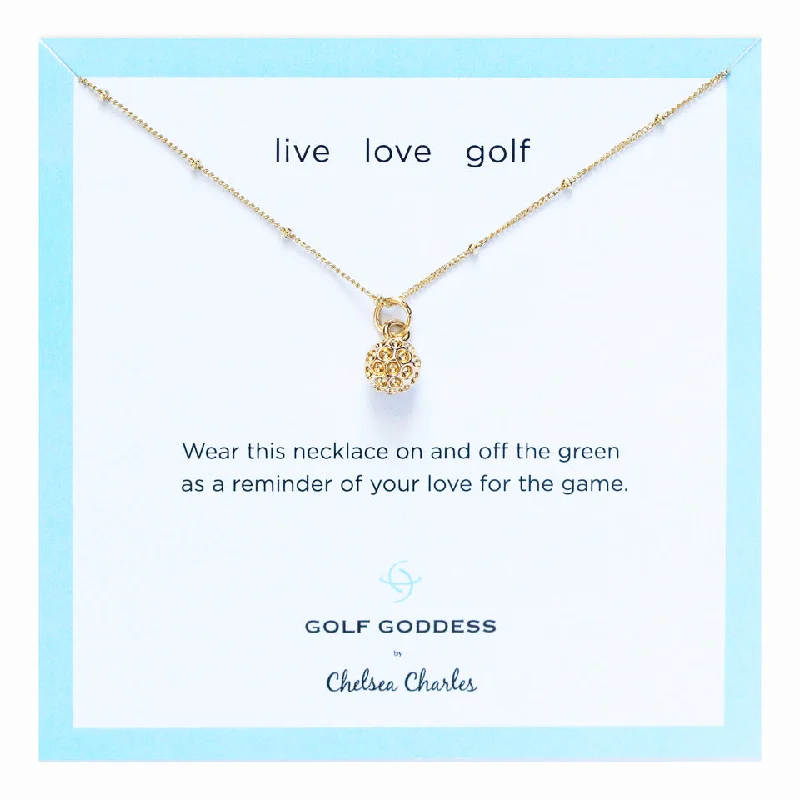 Golf Goddess Gold Golf Ball Charm Necklace