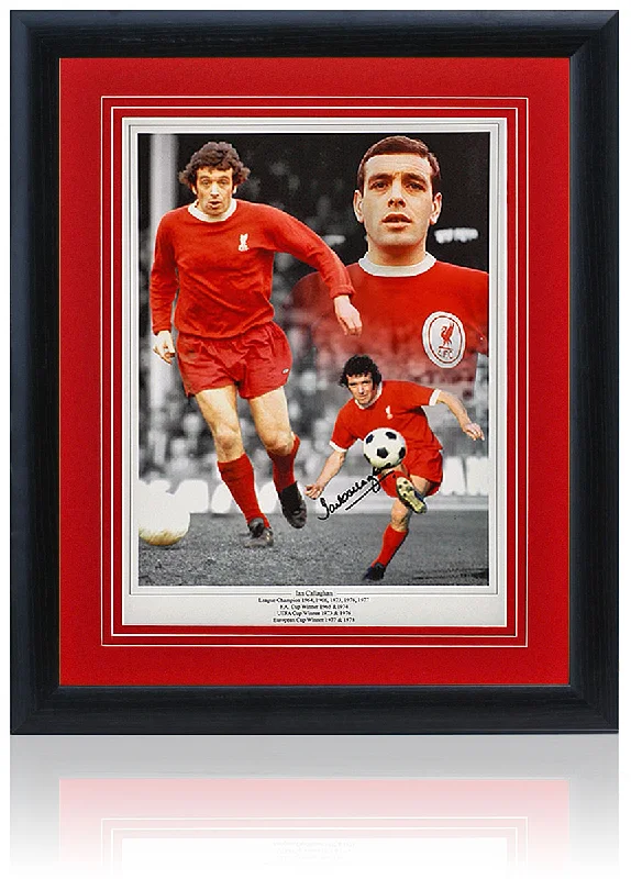 Ian Callaghan Liverpool Legend Hand Signed 16x12'' Montage AFTAL COA