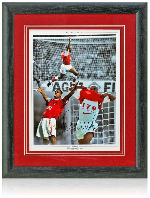 Ian Wright Arsenal Legend Hand Signed 16x12" Montage AFTAL COA