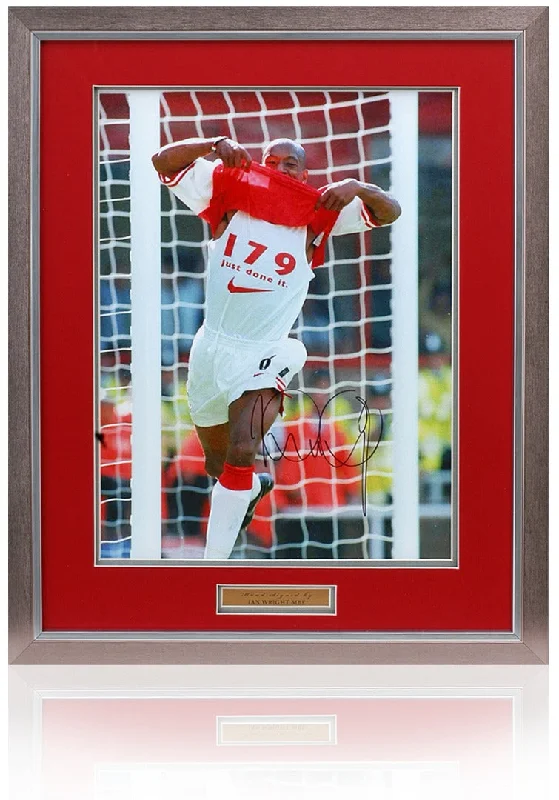 Ian Wright Arsenal Legend Hand Signed 16x12" Photograph AFTAL COA