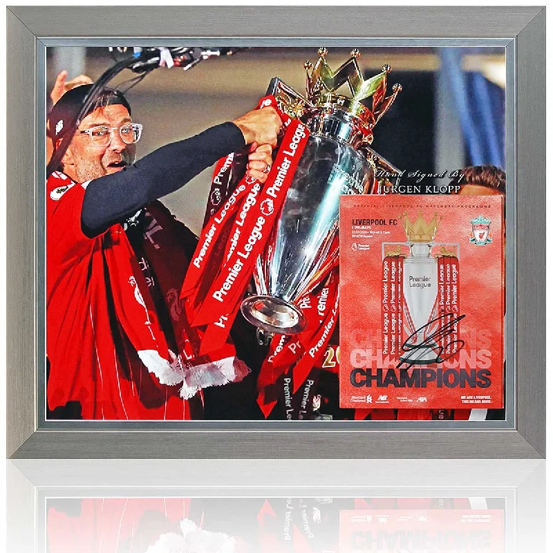 Jurgen Klopp Liverpool Legend Hand Signed Premier League Champions Programme Display COA