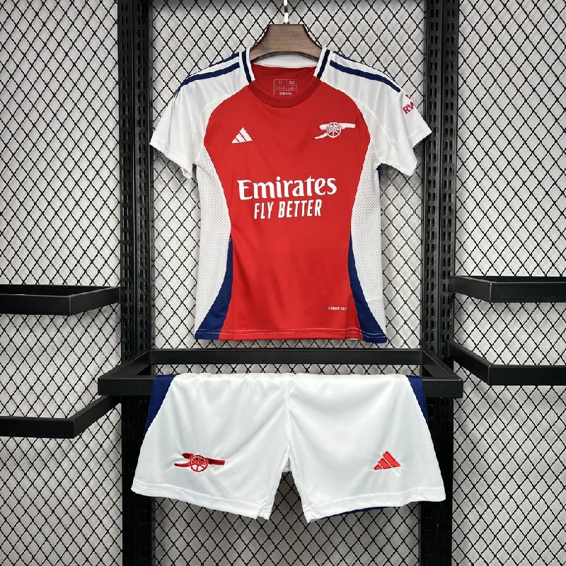 Kit Infantil Arsenal Home 24/25 Camisa + Shorts Adidas Unissex - Vermelho e Branco