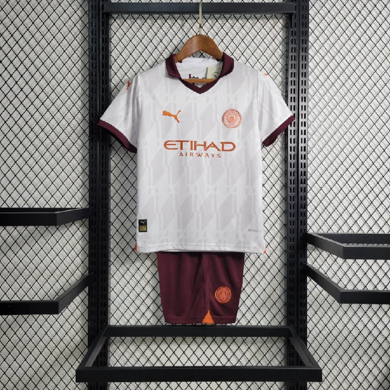 Kit Infantil Manchester City Away 23/24 Unissex Puma - Branca