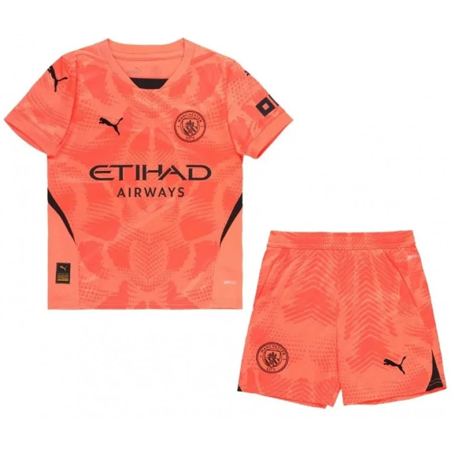 Kit Infantil Manchester City Goleiro 24/25 Unissex Puma - Laranja