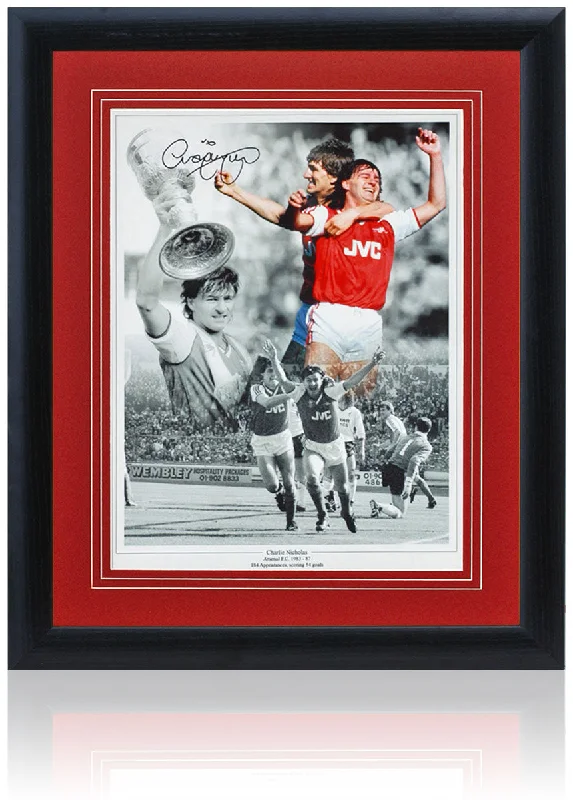 Charlie Nicholas Arsenal Legend Hand Signed 16x12'' Montage AFTAL COA