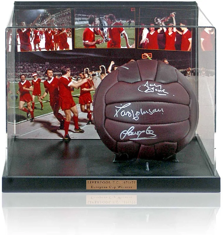 Liverpool F.C 1977 European Cup Winning Squad Hand Signed by 9 Football Display COA