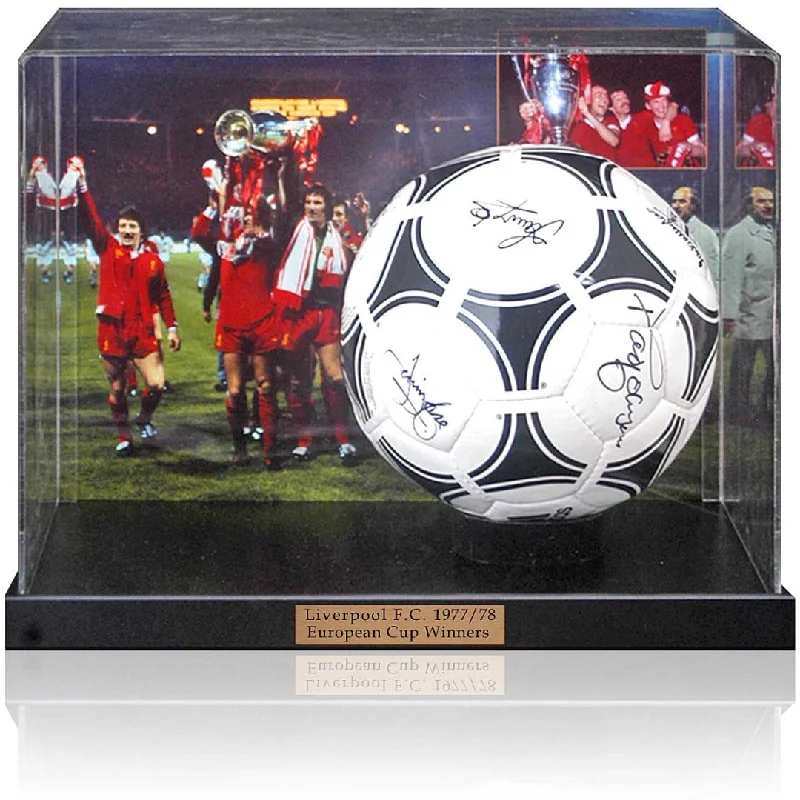 Liverpool F.C 1978 European Cup Winning Squad Hand Signed by 8 Football Display COA