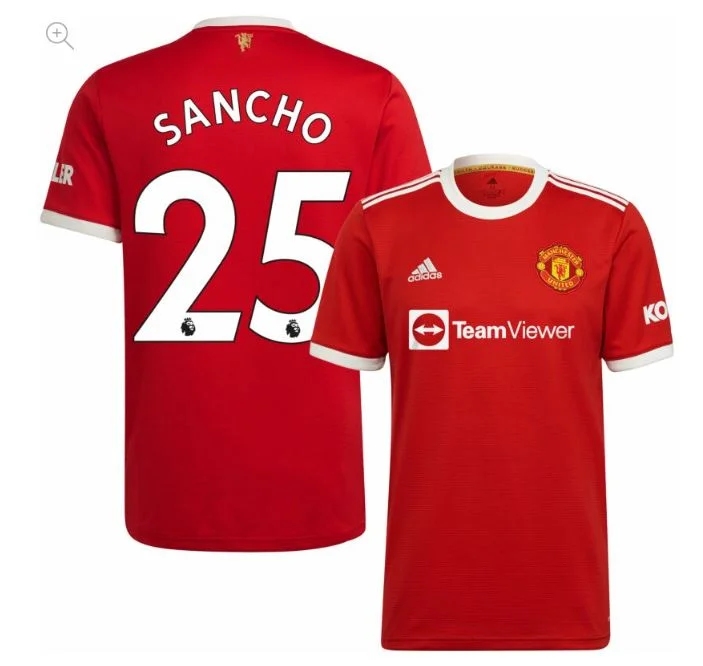 Manchester United Home Sancho 25 Shirt 2021-2022 (Premier League Printing)