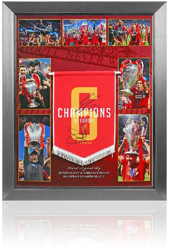 Roberto Firmino and Jurgen Klopp Liverpool Hand Signed European Champions Display