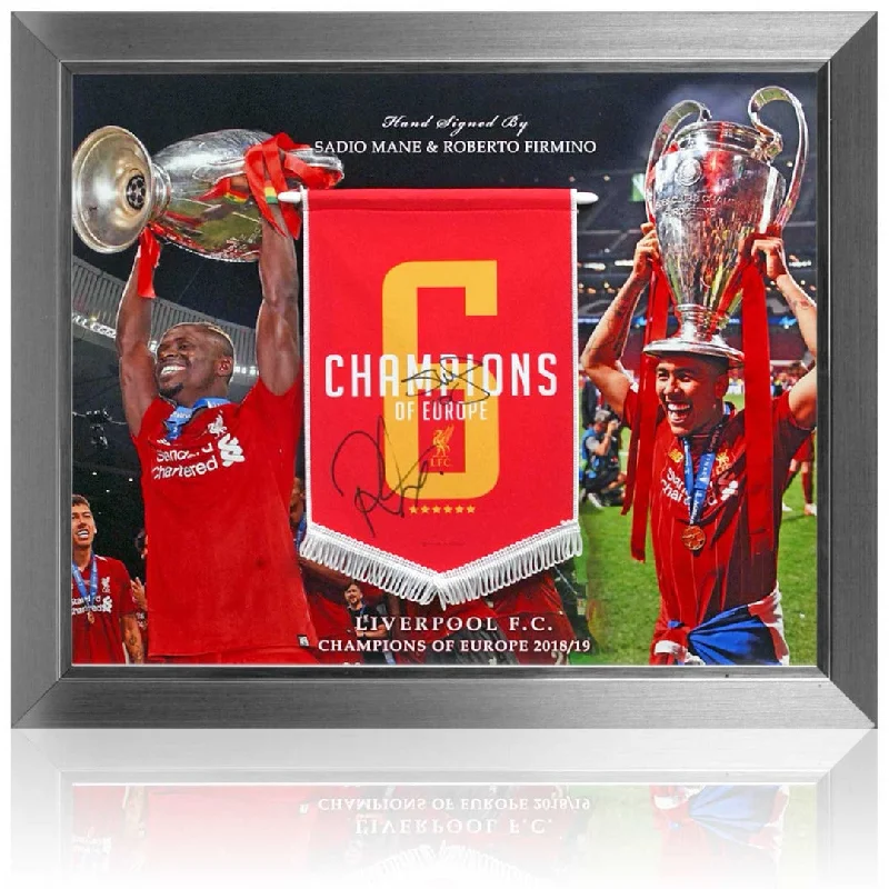 Roberto Firmino and Sadio Mane Liverpool Hand Signed Champions of Europe Presentation COA