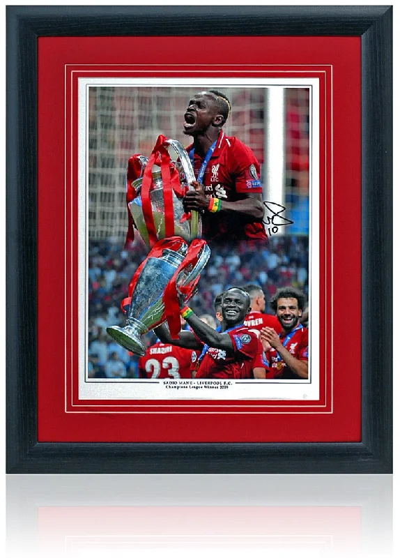 Sadio Mane Liverpool Hand Signed Champions of Europe 16x12'' Montage COA