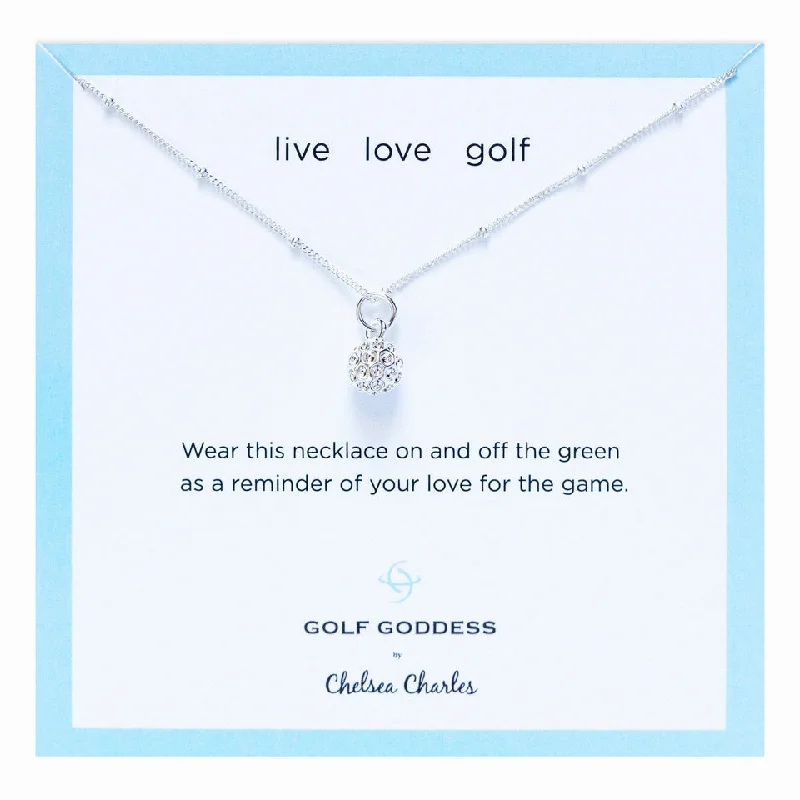 Golf Goddess Silver Golf Ball Charm Necklace